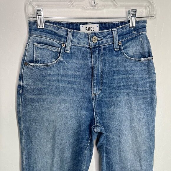 Paige Sarah Slim Cancun Destroyed Hem High Rise Jeans Size 24 light wash - Picture 6 of 11